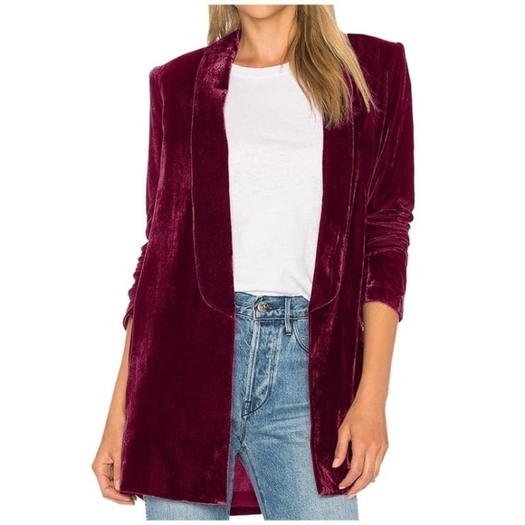 NWT. Futurino Large Burgundy Velvet Open Front Jacket. - Picture 1 of 15